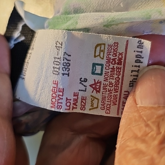 Vintage Y2K Floral Sheer Blouse with Ruffle Detail Long Sleeve. Sz Large - Picture 9 of 9